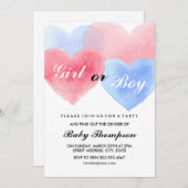 Waterverf Hart Geslacht Onthulling Uitnodigingen (Voorkant / Achterkant)