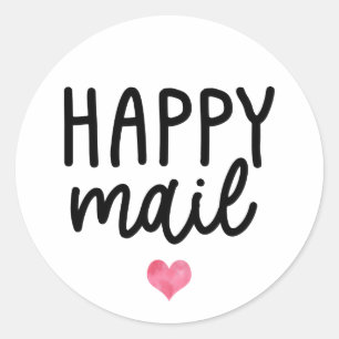 Waterverf Hart Happy Mail Ronde Sticker