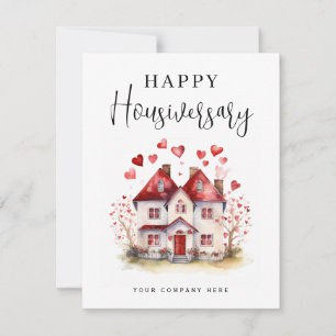 Waterverf Hart Huis Gelukkig Housiversary Kaart