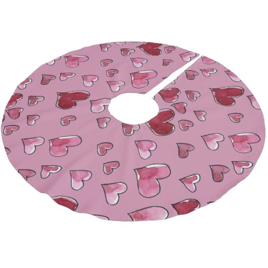 Waterverf Hart in Liefde Valentijnsdag Kerstboom Rok (Gekanteld)