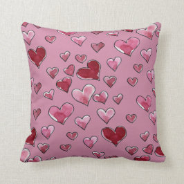 Waterverf Hart in Liefde Valentijnsdag Kussen