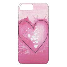 waterverf hart in roze telefooncel