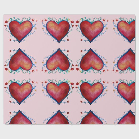 Waterverf Hart inpakpapier (Vlak)