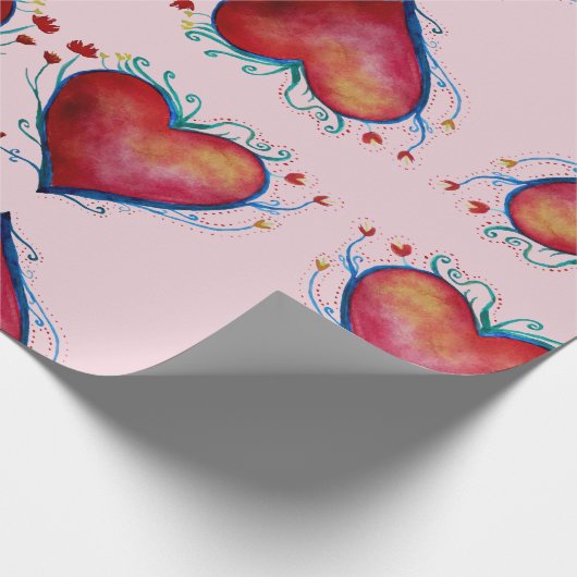 Waterverf Hart inpakpapier (Hoek)