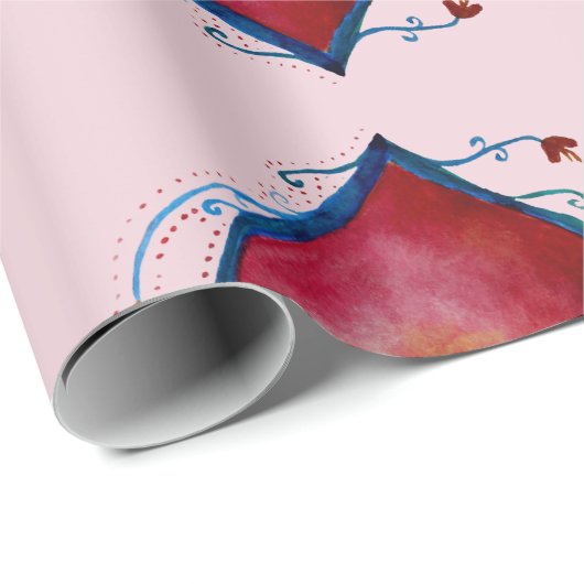 Waterverf Hart inpakpapier (Rol Hoek)