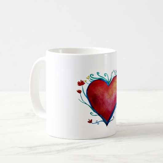 Waterverf hart koffiemok (Voorkant links)