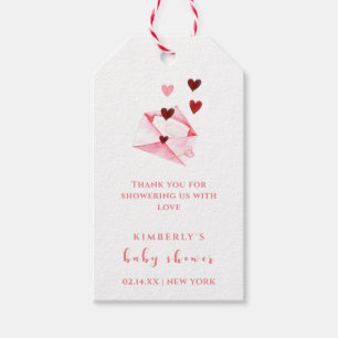 Waterverf hart letter Baby shower dank u Cadeaulabel