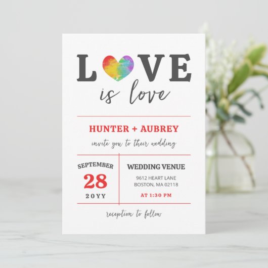 Waterverf Hart Liefde Is Liefde Homoseksuele Lesbi Kaart (Staand voorkant)