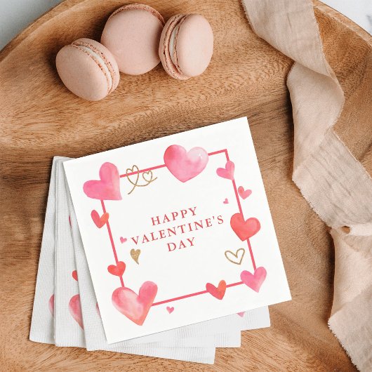 Waterverf Hart Lijst Valentijns Servet