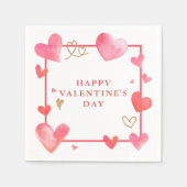 Waterverf Hart Lijst Valentijns Servet (Voorkant)