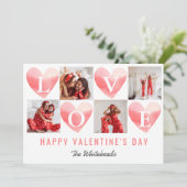 Waterverf Hart Love Foto Collage Valentijns Feestdagenkaart (Staand voorkant)