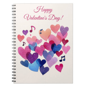 Waterverf Hart Melodie Valentijnsdag Notitieboek
