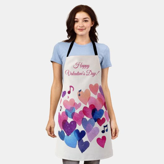 Waterverf Hart Melodie Valentijnsdag Schort (Gedragen)
