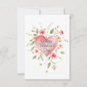 Waterverf Hart met Bloemen Valentijnsdag Kaart (Voorkant)