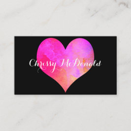 Waterverf Hart met Gepersonaliseerde Informatie Visitekaartje