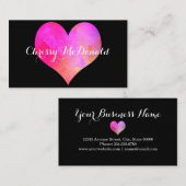 Waterverf hart met persoonlijke gegevens visitekaartje (Voorkant / Achterkant)