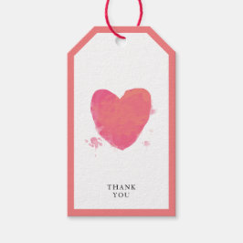 Waterverf hart minimalistisch Eenvoudig bedankt Cadeaulabel