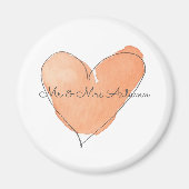 Waterverf Hart Mr. & Mrs. NAME Herfst Trouwen Sina Magneet (Voorkant)