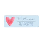 Waterverf hart op Bleek blauw Etiket (Voorkant)