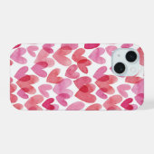 Waterverf Hart Patroon iPhone 15 Case (Achterkant horizontaal)