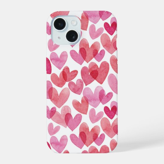 Waterverf Hart Patroon iPhone 15 Case (Achterkant)