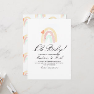 Waterverf Hart Regenboog Streek Baby Shower Kaart