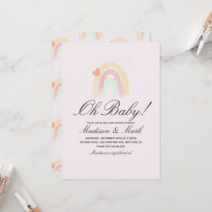 Waterverf Hart Regenboog Streek Baby Shower Roze Kaart
