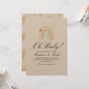 Waterverf Hart Regenboog Streek Baby Shower Rustie Kaart