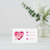 Waterverf Hart Social Links Notitiekaart (Staand voorkant)
