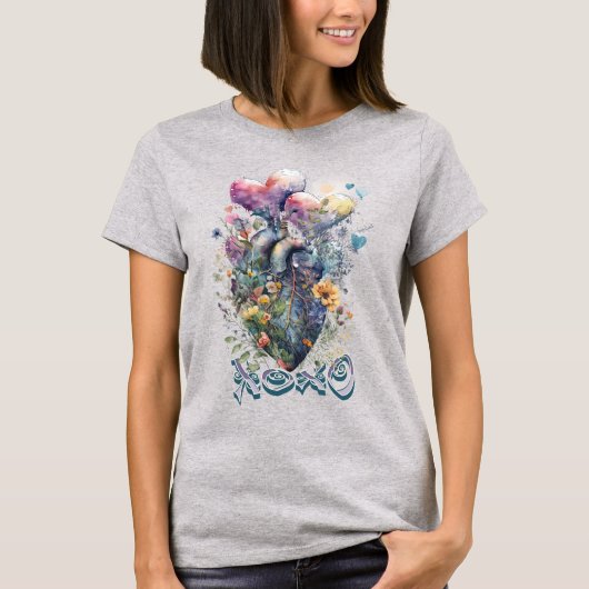 Waterverf hart t-shirt (Voorkant)