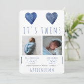 Waterverf Hart Twins Boys kondiging Aankondiging (Staand voorkant)