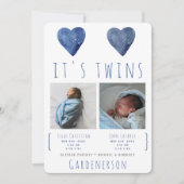Waterverf Hart Twins Boys kondiging Aankondiging (Voorkant)