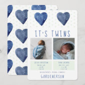 Waterverf Hart Twins Boys kondiging Aankondiging (Voorkant / Achterkant)