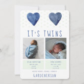 Waterverf Hart Twins Boys kondiging Aankondiging (Voorkant)