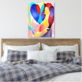 Waterverf hart van liefde kunst canvas afdruk (Insitu (Slaapkamer))