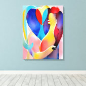 Waterverf hart van liefde kunst canvas afdruk (Insitu (Houten vloer))