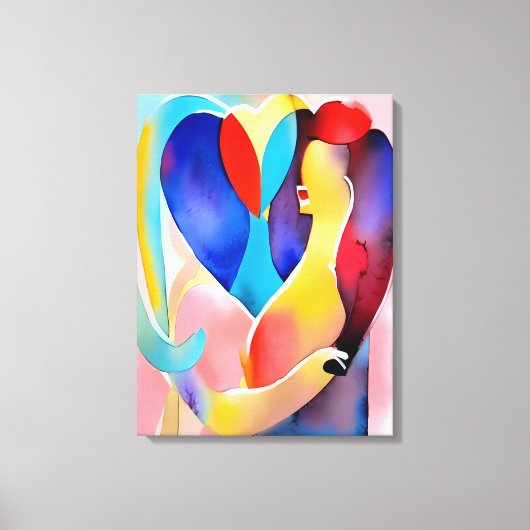 Waterverf hart van liefde kunst canvas afdruk (Voorkant)