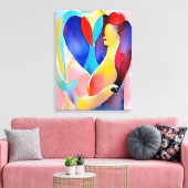 Waterverf hart van liefde kunst canvas afdruk (Insitu (Woonkamer))
