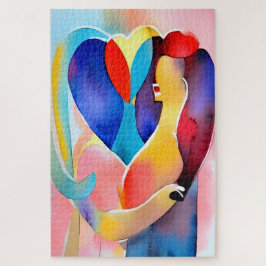 Waterverf hart van liefde kunst legpuzzel
