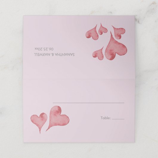 Waterverf Hart Weddenschap Plaatskaartje (Buitenkant ongevouwen)