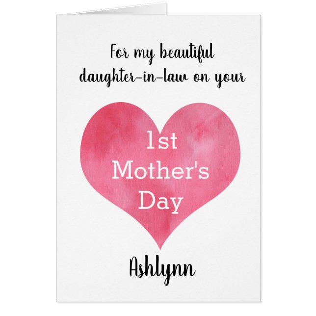Waterverf hartdochter-in-law 1ste Moederdag (Voorkant)