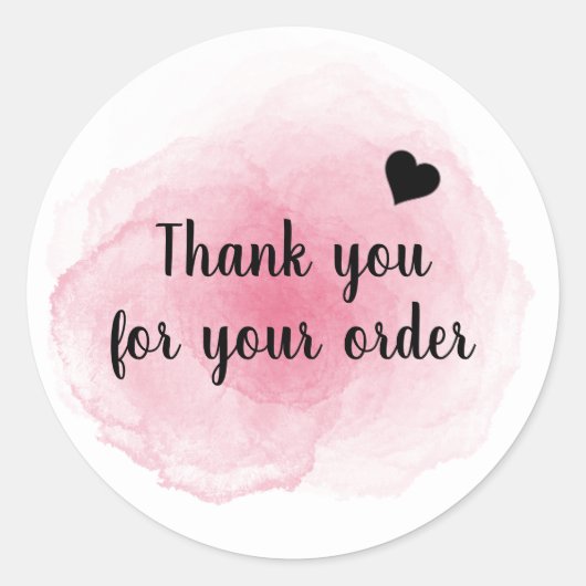 Waterverf Hartelijk dank voor uw bestelling Sticke Ronde Sticker (Voorkant)