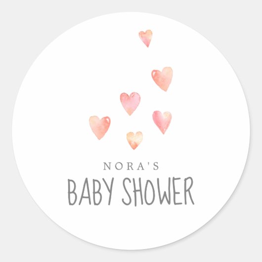Waterverf Harten Baby shower Envelopdichtingen Ronde Sticker (Voorkant)