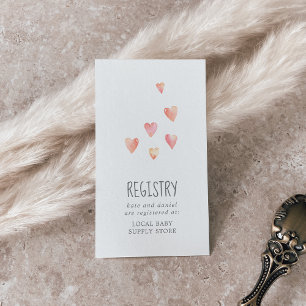 Waterverf Harten Baby shower Gift Registry Informatiekaartje