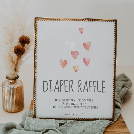 Waterverf Harten Baby shower luier Raffle Sign Poster