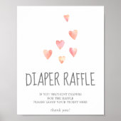 Waterverf Harten Baby shower luier Raffle Sign Poster (Voorkant)