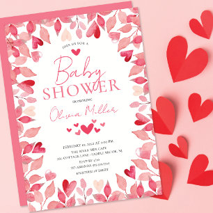 Waterverf harten Baby shower uitnodiging