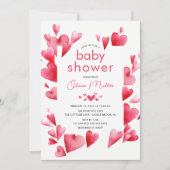 Waterverf harten Baby shower uitnodiging (Voorkant)