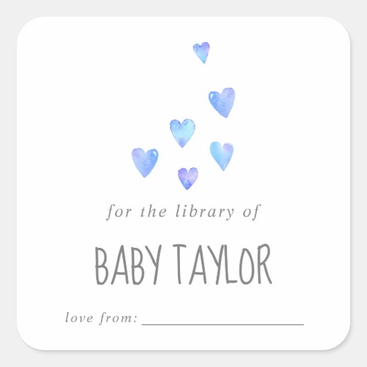 Waterverf Harten Baby shower Vierkante Sticker (Voorkant)