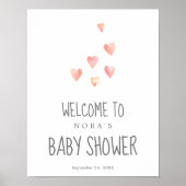 Waterverf Harten Baby shower Welkomstwoord Poster (Voorkant)